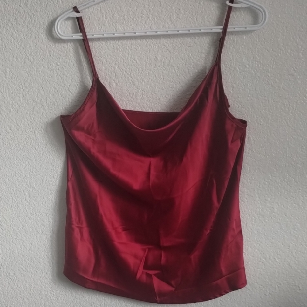 Elegant Red Satin Camisole Top